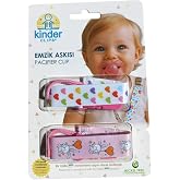 2'li Pembe Tavşan ve Renkli Kalp Desenli Plastik Klips Emzik Askısı