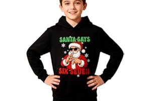Banxidi Christmas 67 Kids Hoodies, Santa Says Six Seven Unisex Cotton Sweatshirt, Cool Santa Graphic with Snowflakes, Comfortable Soft Fabric, Fun Jumper for Boys Girls