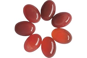 Manekieko 7 Pcs Natural Carnelian Oval Cabochons Flatback Crystal Stone Gemstones Beads for Jewelry Making DIY,18x13mm