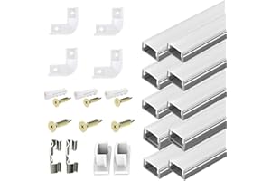 RUSEPIN 12PCS LED Aluminum Profile, Discra Aluminum Channel 3.3ft/1Meter Silver U-Shape LED Diffuser with Milky White Cover, End Caps and Mounting Clips Aluminum Extrusion for LED Strip Lights