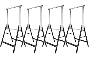Cecaylie 4 caballetes para andamios, capacidad de carga de 200 kg, 7 posiciones, altura regulable, 80-130 cm, caballetes de trabajo de metal, caballetes de andamios, caballete plegable