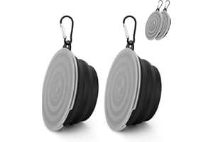 SLSON Cuenco plegable para perros con tapa, cuencos de agua para cachorros, cuenco de viaje para mascotas, cuenco ajustable en altura para gatos y perros, ligero y extensible para senderismo y camping