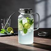 Deconox Borosilicate Glass Jug - Metal Lid with Silicone Seal Strainer | Tapered, Wick and Flat Model Options | Heat Day