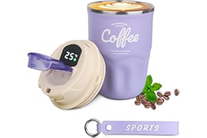 HIGSPE 360ml Mug Isotherme Cafe, Mug Café en Acier Inoxydable, Tasses de Voyag avec Couvercle Anti-fuite, Écran Intelligent Température, Portable Travel Tumbler Gobelet Chaud Froid