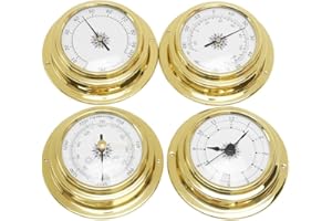 Alicer Set di 4 stazioni meteo, barometro portatile da parete marina orologio metro termometro igrometro kit