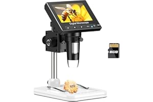 Leipan Coin Microscope for Kids Adults, 4.3 Inch IPS Screen Digital Microscope with 50X-1000X Magnification, 1080P USB Microscope Camera with 8 LED Lights, PC View, Gift for Children (Win/Mac)