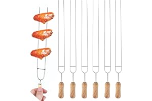 Agatige Pinchos de la Barbacoa, Pinchos del Metal de la manija de Madera del Acero Inoxidable en Forma de U para el BBQ al Aire Libre