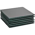 Harbour Housewares Glass Coasters - Square - 10cm - Black - Pack of 6 - Tabletop Protection Mat Drink Coaster Decorative Dining Placemat for Cups, Mugs