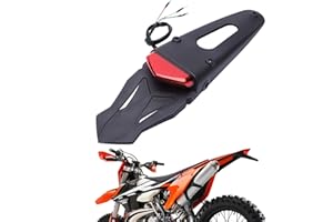 JMTBNO LED Motorrad Rücklicht E-geprüft mit Kennzeichen Halterung Rotem LED Bremslicht Weiße Kennzeichenbeleuchtung für Offroad-Motorräder Enduro Motocross Dirt Bikes (Rotes Glas)