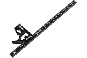 Escuadra combinada Faithfull Prestige de aluminio negro de 400 mm (16 pulgadas): herramienta multifuncional de medición y trazado con nivel de burbuja y trazador para carpintería y metalurgia
