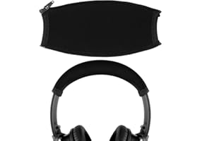 Geekria Opaska na głowę z elastycznej tkaniny, kompatybilna z Bose QC45 QuietComfort 35 II, QC35, QC25, zamienna część naprawcza, osłona przeciwpotowa (czarna)