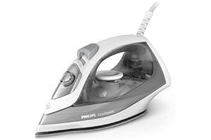 Philips fer à repasser EasySpeed - Puissance Fer à vapeur 2 000 W, Effet Pressing 100 g, Débit Vapeur Continue 15 g/min, Semelle en Céramique Anti-Rayures, Réservoir 220 ml, Gris/blanc (GC1751/80)