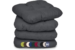 Beautissu Set da 4 Cuscini Lisa 40x40x8cm per sedie e panche Giardino - Antracite - soffice Imbottitura Senza Lacci