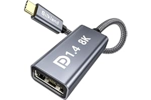 Silkland Adapter USB C na Displayport 1.4 z 8K przy 60 Hz, 4K przy 144 Hz i HDR, adapter Thunderbolt 3/4 do Displayport do Oculus, MacBook Pro/Air 2020, Mac Mini M1, iPad Pro, Samsung S20/21