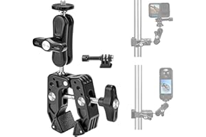 Vkesen Motorcycle Mount for Insta 360, Handlebar Clamp for Bike/Bicycle/Motorcycle, Super Clamp Mount with Magic Arm Compatible with All GoPro, Insta360 X4/X3/One X2, DJI Osmo Action Cameras