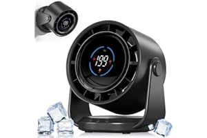 CATGIFF Ventilatore da Tavolo Silenzioso,Display a LED,5000mAh Batteria,1-199 Velocità Regolabile,con Forte Flusso d'aria Ventilatore da Parete,per Ufficio, Casa,Biblioteca,Viaggi All'aperto black
