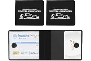 deemars 2PCS Egistro de Coches y Titular de Seguro, Cartera de Documentos Titular de Registro de Coches con Cierre Velcro, Accesorios de Coche Universal para Tarjetas, Licencia de Conducir (Negro)