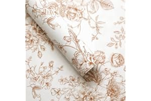 DWUENT Scented Drawer Liners, Drawer Liners, Draw Liners Bedroom - 20 Sheets White & Kraft Flower-Print Waterproof Drawer Liners (50x35cm) for Wardrobe, Closet, Dresser | Decorative Shelf Liner