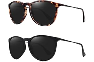 WOWSUN Polarized Sunglasses for Women Vintage Retro Round Mirrored Lenses