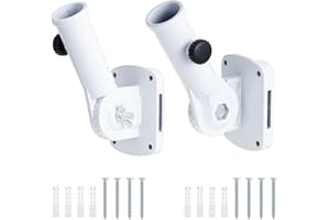 Coolty 2 supporti per asta portabandiera, multi-posizione, staffa di montaggio regolabile in lega di alluminio, diametro interno 2,5 cm (bianco)
