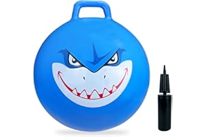 Hymaz Bouncy Hopper, 18" Jumping Hopper Balls Hopping Toys for Kids Exercise Jump Ball with Pump for Boys Girls Jumping Toys, Indoor Outdoor Bouncing Game (Blue Shark)