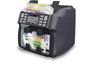 Detectalia V800, Contabanconote Rileva Banconote False, per EUR, USD, GBP, CHF, MAD, 7 Controlli di Contraffazione, Riconoscimento Automatico della Valuta, Schermo TFT a Colori, Veloce e Affidabile.