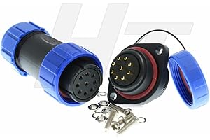 HANGTON CONNECT HangTon HE21 - Conector de Alimentación de 9 Pines para Exterior con Pantalla LED, Impermeable, IP68