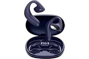 XMENHA Open Ear Écouteurs sans fil Bluetooth avec microphone antibruit et affichage LED étanche sans fil avec crochet d'oreille pour jogging, course, cyclisme, gym, jeux