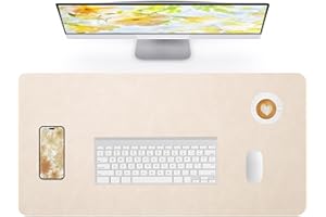 Lllunimon Skórzana podkładka na biurko, duża, antypoślizgowa, do biura i domu (beżowa, 90 x 43 cm)