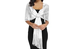 BABAHU Sparkling Metallic Shawls and Wraps with Buckle for Evening Party Dresses Wedding Party