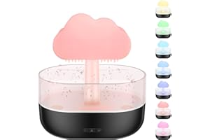 CAFFNEY Rain Cloud Humidifier Water Drip 2 in 1 Cloud Rain Humidifier Rain Cloud Diffuser Mushroom Humidifier 7 Color Waterfall Lamp Relaxing Water Drop Sound Waterless Automatic Shut OFF for Home (Black)