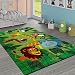 Produktbild Paco Home Kinderteppich Kinderzimmer Dschungel Tiere Giraffe Löwe AFFE Nilpferd Grün, Grösse:80x150 cm