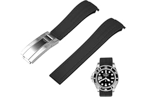 Juntan 18mm 20mm 22mm Curved End Rubber Watch Straps, Tapered Silicone Curved Replacement Watch Band for Men Women with Classic Diving Buckle