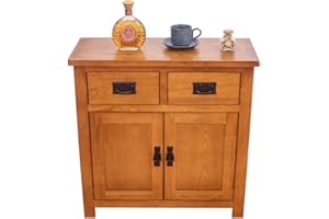 AERATI OAK Sideboard Cabinet Kitchen Buffet Cabinet with Storage Classic Sideboard Buffet Storage Cabinet with 2 Doors 2 Drawers Table Entryway Console Table for Living Room