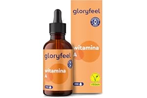 ‎GLORYFEEL Krople witaminy A w wysokiej dawce - 5000 IU (500 µg) dziennie - 50 ml (1700 kropli) witaminy A rozpuszczonej w oleju MCT - testowane laboratoryjnie bez dodatków wyprodukowane w Niemczech