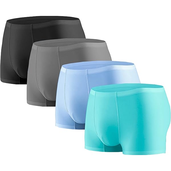 YUSHOW 1 Pack of 4 Pack Heren Boxershorts Multipack Ultra Zachte Ademende Boxers voor Mannen Anti Schuren Ondergoed Trunks Cool Dry Ice Silk Boxer Slips, Zwart grijs blauw groen, M