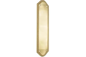 Infinity Decor Georgian Solid Cast Brass Square & Shaped Pushplate Door Fingerplate Protector Rope Design in 3 Finishes (Half Round Push Plate, Polished Brass)