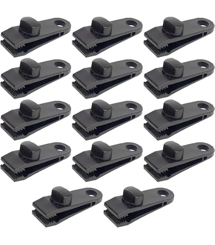Kit De Fixation Pour Tente Et Bâche – 10 Clips + 10 Cordons élastiques + 10 Mousquetons + 4 Cordes De Tension – Idéal Camping