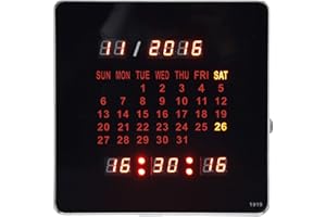 FOCKET Cyfrowy Zegar ścienny, 7,87 Cala Wieczny Kalendarz Duży Wyświetlacz Zegar Cyfrowy, Zasilany Bateryjnie Cyfrowy Budzik LED Zegar ścienny Kalendarz Kreatywny Zegar na Biurko dla Osób