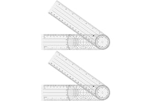 Fc'Noqgn Lot de 2 rapporteurs rotatifs à 360° Règle de Mesure d'angle Transparent et Durable Facile à Transporter Convient à la Maison et aux étudiants