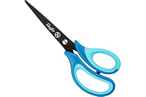 ‎LÄUFER Läufer 87227 Ergonomische Schulschere, spitz, Schule ab 1. Klasse, dunkelblau/hellblau, Bastelschere für Rechtshänder