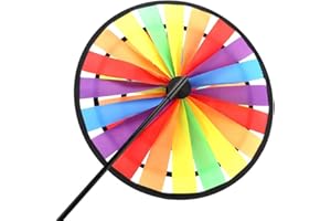 Moulin à Vent Multicolore Rainbow Triple Roue Moulin À Vent Sculpture cinétique à Vent Cadeau Etucatif Enfants Jouet Ornement Art Jardin Décor Extérieur