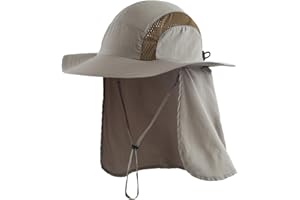 Magracy Outdoor męska czapka safari UPF 50+ ochrona przed słońcem lato szerokie rondo kapelusz przeciwsłoneczny z klapką na szyję