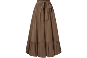 SCARLET DARKNESS Women Renaissance Maxi Skirt Medival Elastic High Waist Peasant Skirt