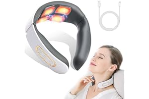 EONDEVO Nackenmassagegerät,6 Modi 9 Intensitätsstufen Kabellos Tragbares Elektrisches Massagegerät,4-Kopf-Puls-Massage und Heizfunktion mit konstanter Temperatur für Nacken zur Schmerzlinderung