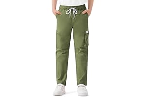 Csqtongan Pantaloni Cargo da Ragazzo Pantaloni da Jogging per Bambini Pantaloni da Lavoro con Elastico in Vita con Tasca con Cerniera