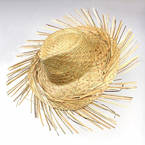 S/O Strohhut Hawaii mit Fransen Bast Hut Stroh Hüte Hawaii Party - 4