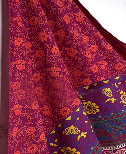 traditional seven colors round miracle circle of india , bohemian bedding ethnic handmade queen hippie boho tapestry by raajsee 220*240cms approx (maroon) - 2
