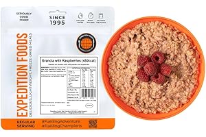 EXPEDITION FOODS EXPEDITIONFOODS.COM EXPEDITION FOODS Granola with Raspberries (Single Serving / 450KCAL) | Freeze-Dried Camping & Hiking Food