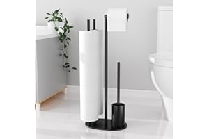 SUSSWIFF Garnitur für 10 Rollen Toilettenpapier - Edelstahl Klopapierhalter Stehend mit Klobürste, mit Toilettenpapierhalter und Toilettenbürste, Klorollenhalter mit WC Bürste